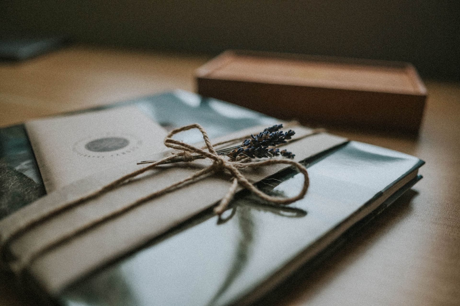 Detail of the wedding album with dust jacket